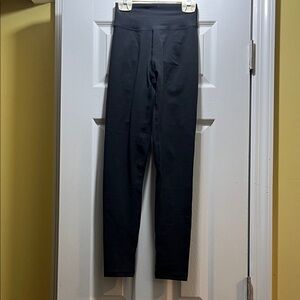 Solid Black High-Waist Butt Lifting Leggings Straight Leg